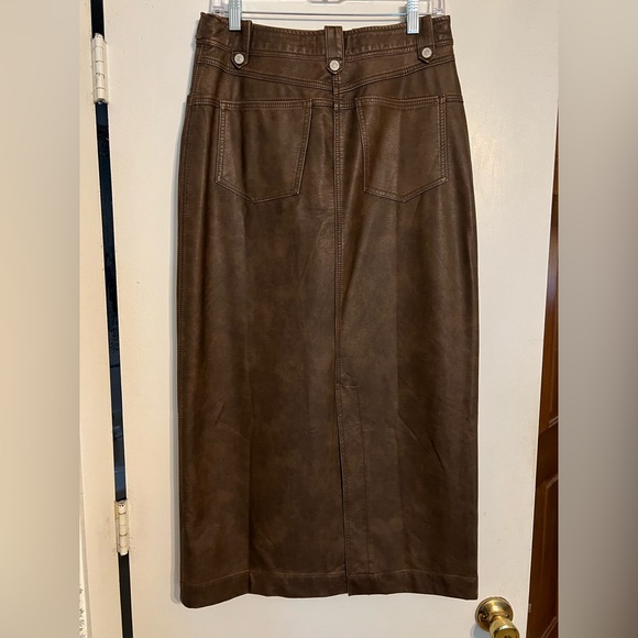 We The Free Dark Brown Button-Front Pencil Skirt - Picture 3 of 12